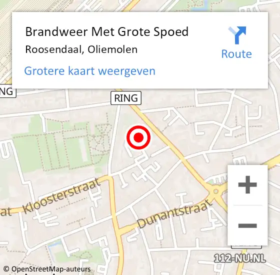 Locatie op kaart van de 112 melding: Brandweer Met Grote Spoed Naar Roosendaal, Oliemolen op 29 oktober 2024 04:25