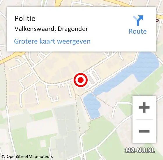 Locatie op kaart van de 112 melding: Politie Valkenswaard, Dragonder op 29 oktober 2024 04:30