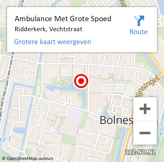 Locatie op kaart van de 112 melding: Ambulance Met Grote Spoed Naar Ridderkerk, Vechtstraat op 29 oktober 2024 04:41