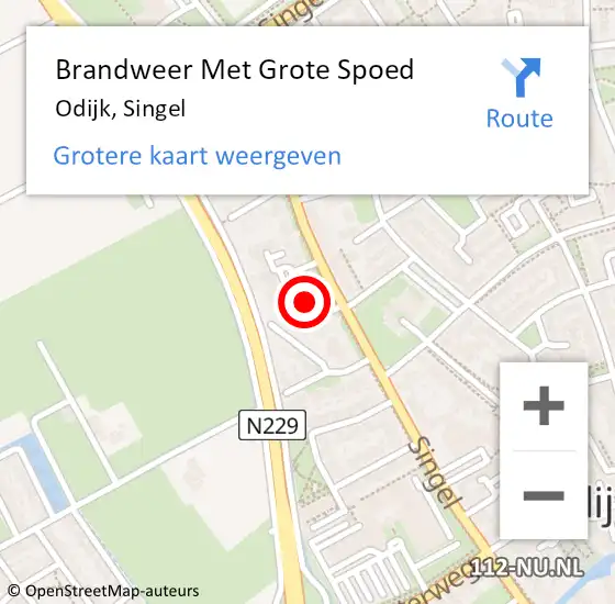 Locatie op kaart van de 112 melding: Brandweer Met Grote Spoed Naar Odijk, Singel op 29 oktober 2024 05:00