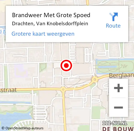 Locatie op kaart van de 112 melding: Brandweer Met Grote Spoed Naar Drachten, Van Knobelsdorffplein op 29 oktober 2024 05:13