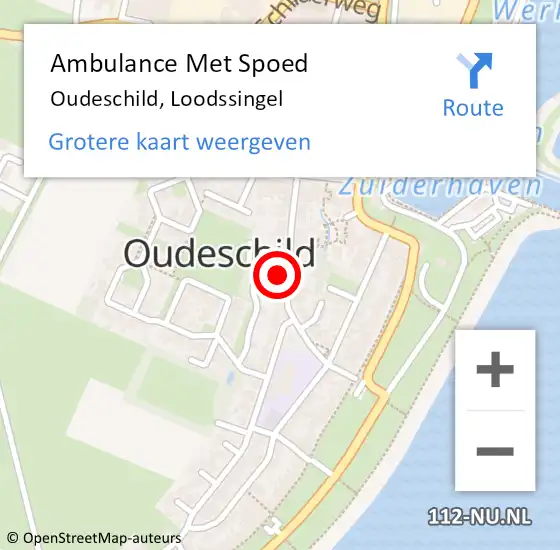 Locatie op kaart van de 112 melding: Ambulance Met Spoed Naar Oudeschild, Loodssingel op 29 oktober 2024 05:43