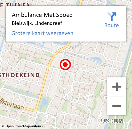 Locatie op kaart van de 112 melding: Ambulance Met Spoed Naar Bleiswijk, Lindendreef op 29 oktober 2024 07:01