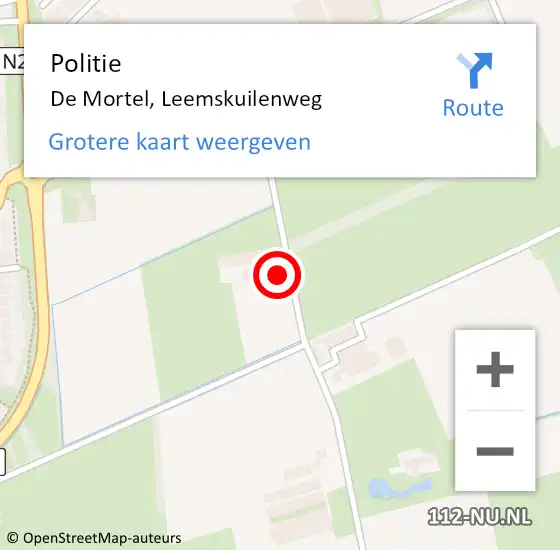 Locatie op kaart van de 112 melding: Politie De Mortel, Leemskuilenweg op 29 oktober 2024 07:59