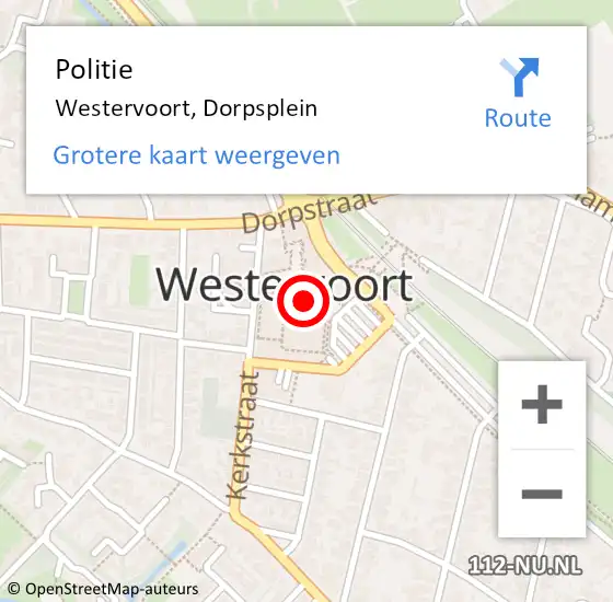 Locatie op kaart van de 112 melding: Politie Westervoort, Dorpsplein op 29 oktober 2024 08:13