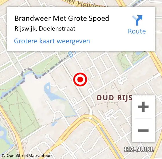 Locatie op kaart van de 112 melding: Brandweer Met Grote Spoed Naar Rijswijk, Doelenstraat op 29 oktober 2024 08:22