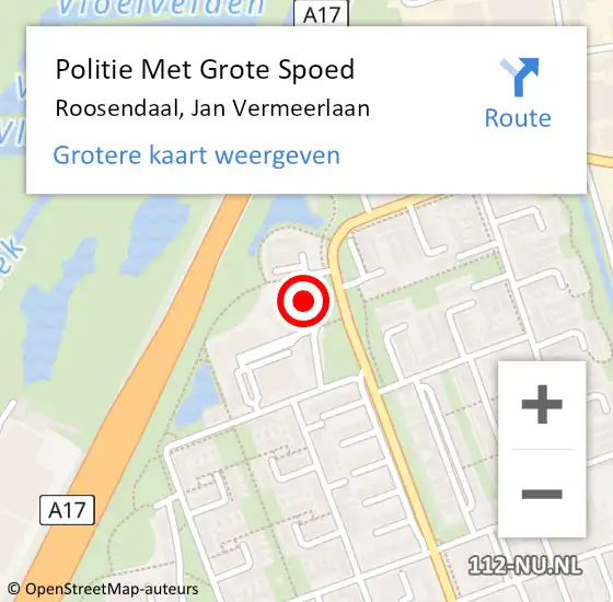 Locatie op kaart van de 112 melding: Politie Met Grote Spoed Naar Roosendaal, Jan Vermeerlaan op 29 oktober 2024 08:29