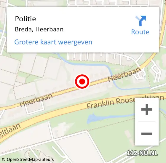 Locatie op kaart van de 112 melding: Politie Breda, Heerbaan op 29 oktober 2024 08:35