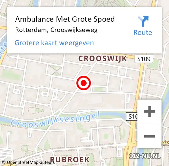 Locatie op kaart van de 112 melding: Ambulance Met Grote Spoed Naar Rotterdam, Crooswijkseweg op 29 oktober 2024 08:47