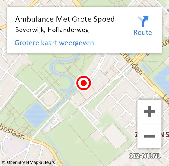 Locatie op kaart van de 112 melding: Ambulance Met Grote Spoed Naar Beverwijk, Hoflanderweg op 29 oktober 2024 08:56