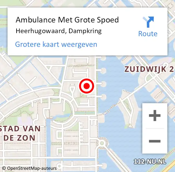 Locatie op kaart van de 112 melding: Ambulance Met Grote Spoed Naar Heerhugowaard, Dampkring op 29 oktober 2024 09:08