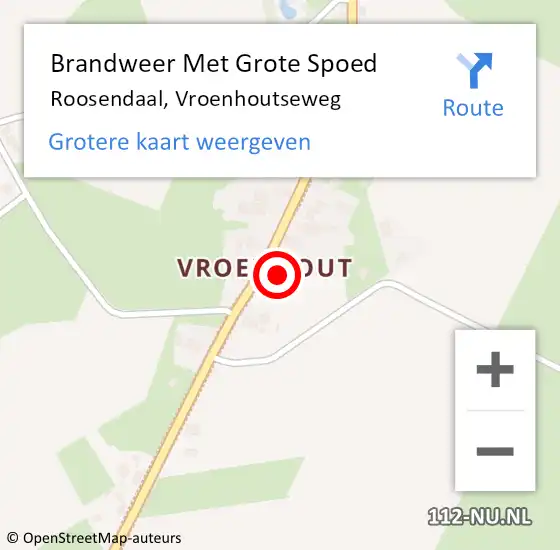 Locatie op kaart van de 112 melding: Brandweer Met Grote Spoed Naar Roosendaal, Vroenhoutseweg op 29 oktober 2024 10:00