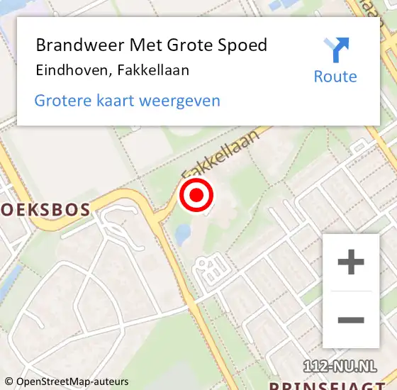 Locatie op kaart van de 112 melding: Brandweer Met Grote Spoed Naar Eindhoven, Fakkellaan op 29 oktober 2024 10:10