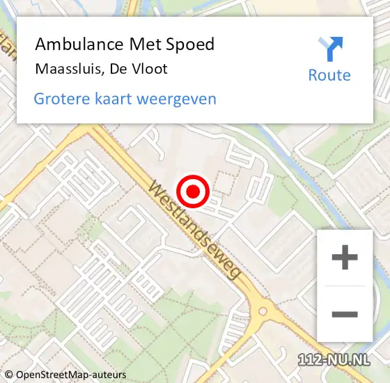 Locatie op kaart van de 112 melding: Ambulance Met Spoed Naar Maassluis, De Vloot op 29 oktober 2024 10:17