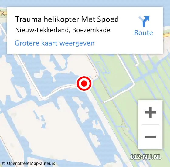 Locatie op kaart van de 112 melding: Trauma helikopter Met Spoed Naar Nieuw-Lekkerland, Boezemkade op 29 oktober 2024 10:23