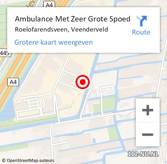 Locatie op kaart van de 112 melding: Ambulance Met Zeer Grote Spoed Naar Roelofarendsveen, Veenderveld op 29 oktober 2024 10:25