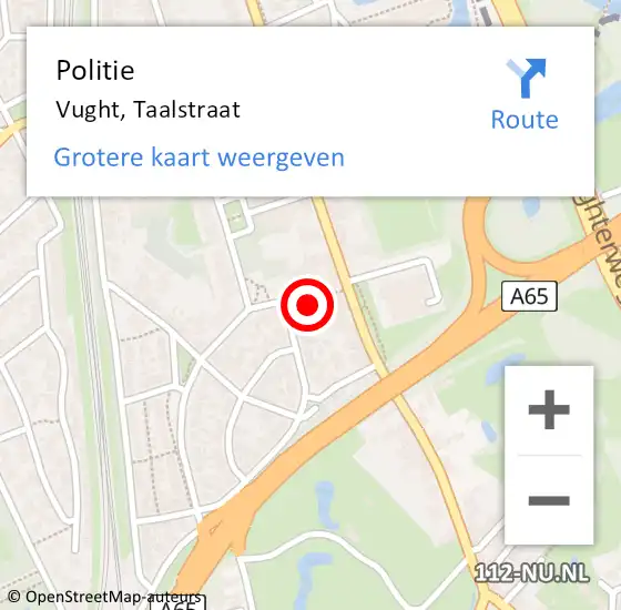 Locatie op kaart van de 112 melding: Politie Vught, Taalstraat op 29 oktober 2024 10:35