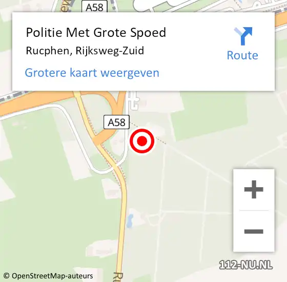 Locatie op kaart van de 112 melding: Politie Met Grote Spoed Naar Rucphen, Rijksweg-Zuid op 29 oktober 2024 10:37