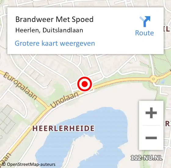 Locatie op kaart van de 112 melding: Brandweer Met Spoed Naar Heerlen, Duitslandlaan op 29 oktober 2024 11:06