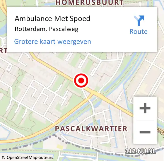 Locatie op kaart van de 112 melding: Ambulance Met Spoed Naar Rotterdam, Pascalweg op 29 oktober 2024 11:14