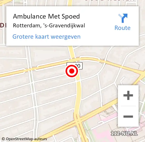 Locatie op kaart van de 112 melding: Ambulance Met Spoed Naar Rotterdam, 's-Gravendijkwal op 29 oktober 2024 11:15