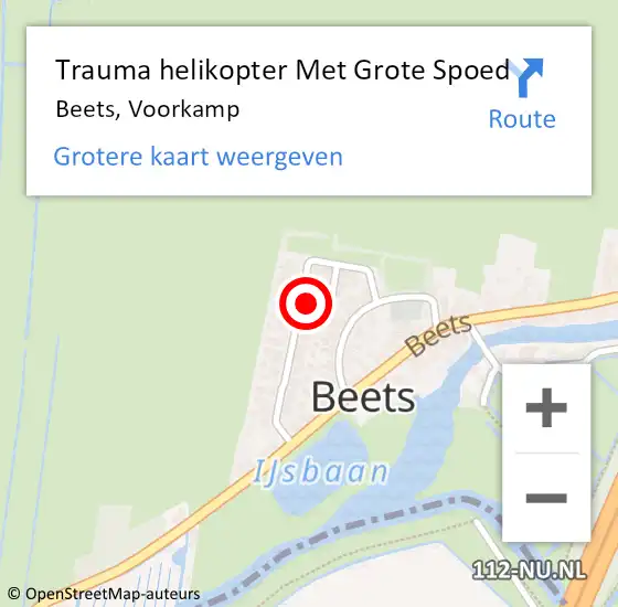 Locatie op kaart van de 112 melding: Trauma helikopter Met Grote Spoed Naar Beets, Voorkamp op 29 oktober 2024 11:35