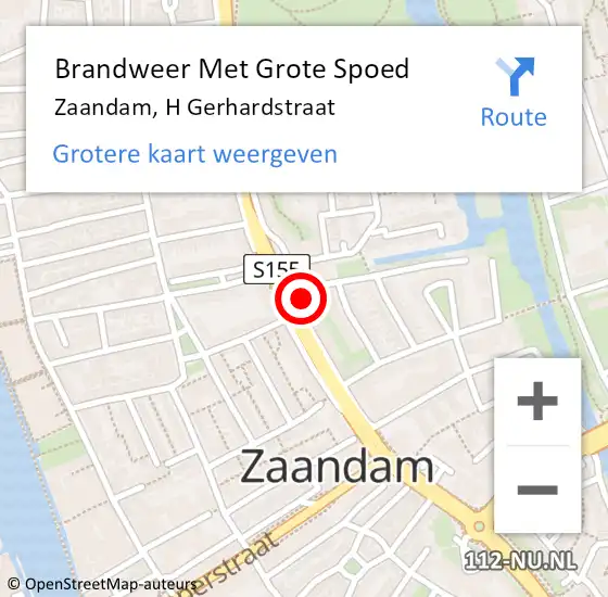 Locatie op kaart van de 112 melding: Brandweer Met Grote Spoed Naar Zaandam, H Gerhardstraat op 29 oktober 2024 11:37