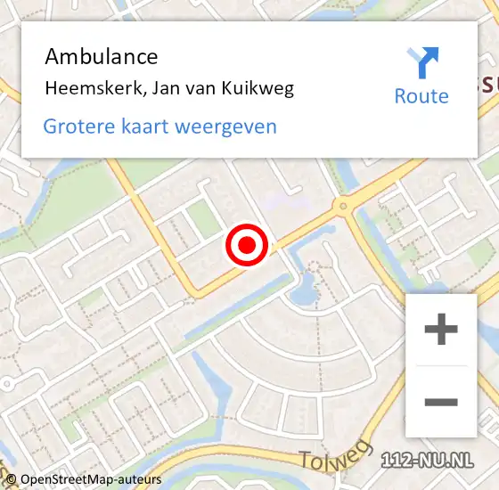 Locatie op kaart van de 112 melding: Ambulance Heemskerk, Jan van Kuikweg op 29 oktober 2024 11:50