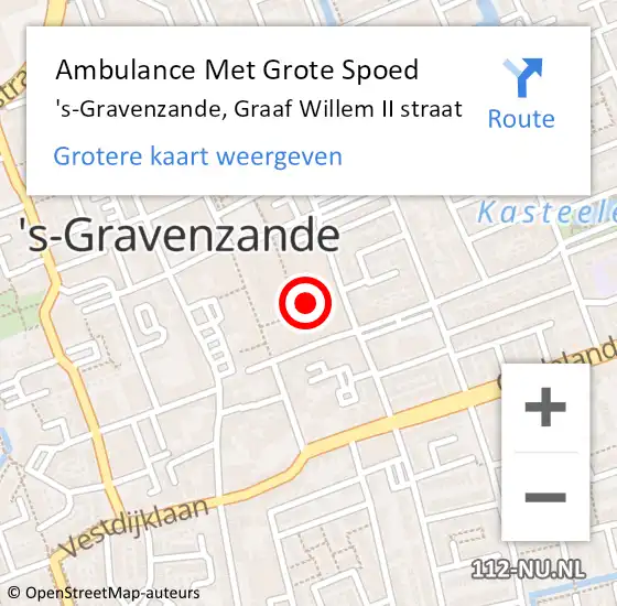 Locatie op kaart van de 112 melding: Ambulance Met Grote Spoed Naar 's-Gravenzande, Graaf Willem II straat op 29 oktober 2024 12:01