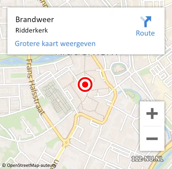 Locatie op kaart van de 112 melding: Brandweer Ridderkerk op 29 oktober 2024 12:20