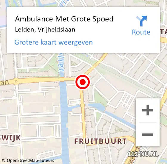 Locatie op kaart van de 112 melding: Ambulance Met Grote Spoed Naar Leiden, Vrijheidslaan op 29 oktober 2024 12:27