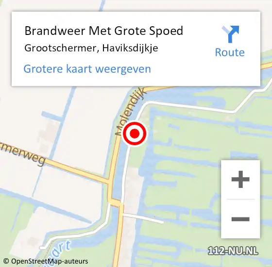 Locatie op kaart van de 112 melding: Brandweer Met Grote Spoed Naar Grootschermer, Haviksdijkje op 29 oktober 2024 12:29