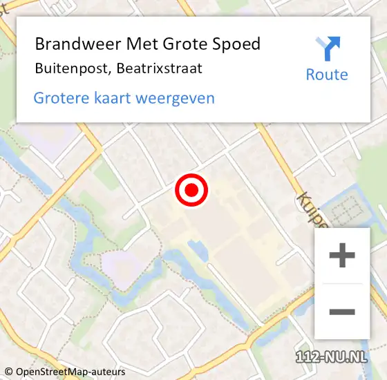 Locatie op kaart van de 112 melding: Brandweer Met Grote Spoed Naar Buitenpost, Beatrixstraat op 29 oktober 2024 12:36