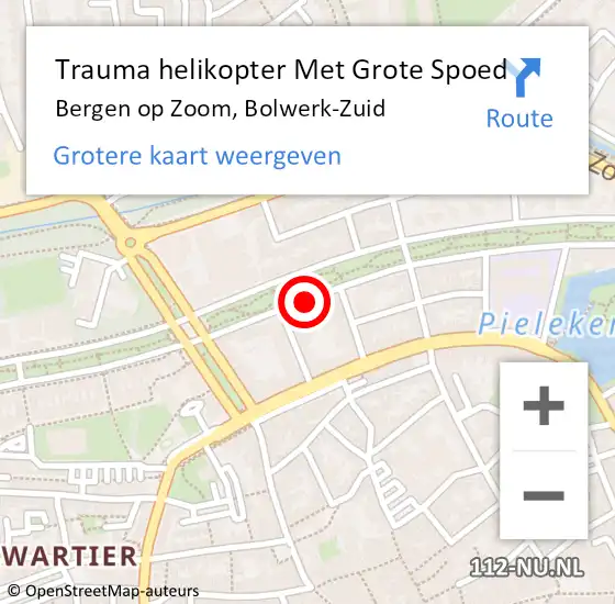 Locatie op kaart van de 112 melding: Trauma helikopter Met Grote Spoed Naar Bergen op Zoom, Bolwerk-Zuid op 29 oktober 2024 13:02