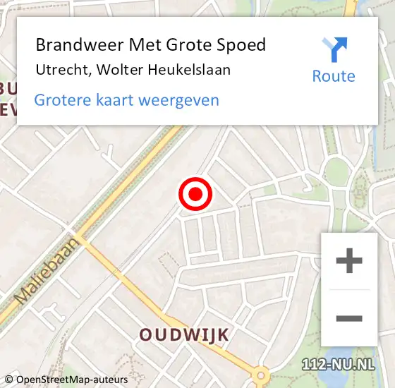 Locatie op kaart van de 112 melding: Brandweer Met Grote Spoed Naar Utrecht, Wolter Heukelslaan op 29 oktober 2024 13:17