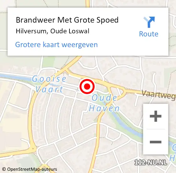 Locatie op kaart van de 112 melding: Brandweer Met Grote Spoed Naar Hilversum, Oude Loswal op 29 oktober 2024 13:21