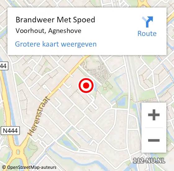 Locatie op kaart van de 112 melding: Brandweer Met Spoed Naar Voorhout, Agneshove op 29 oktober 2024 13:21