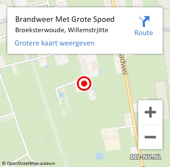 Locatie op kaart van de 112 melding: Brandweer Met Grote Spoed Naar Broeksterwoude, Willemstrjitte op 29 oktober 2024 13:22