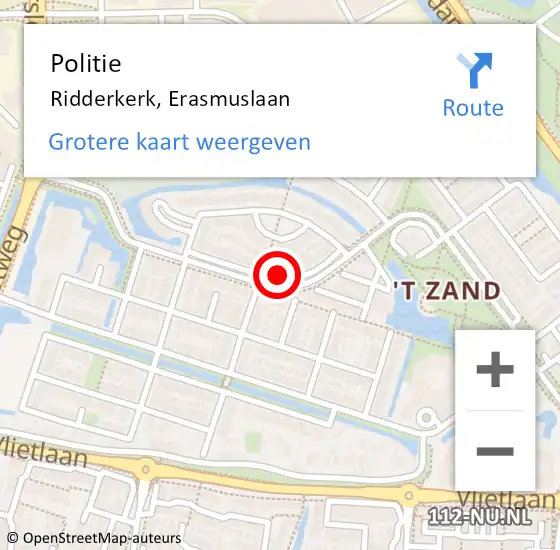 Locatie op kaart van de 112 melding: Politie Ridderkerk, Erasmuslaan op 29 oktober 2024 13:59