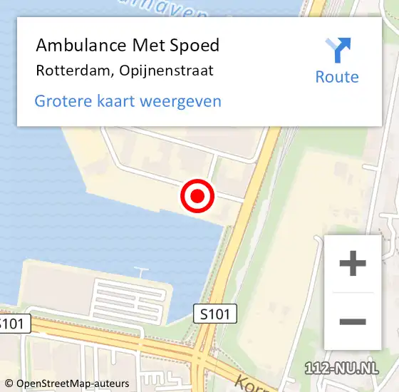 Locatie op kaart van de 112 melding: Ambulance Met Spoed Naar Rotterdam, Opijnenstraat op 29 oktober 2024 14:01