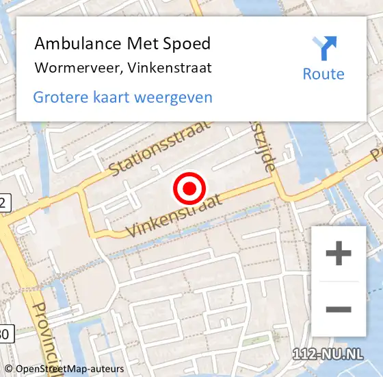 Locatie op kaart van de 112 melding: Ambulance Met Spoed Naar Wormerveer, Vinkenstraat op 29 oktober 2024 14:11