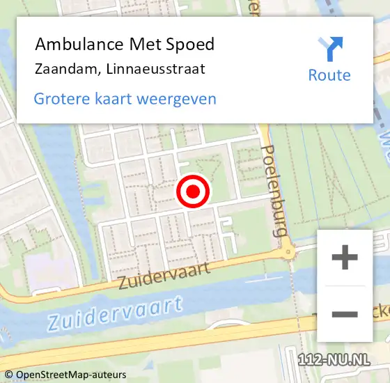 Locatie op kaart van de 112 melding: Ambulance Met Spoed Naar Zaandam, Linnaeusstraat op 29 oktober 2024 14:19