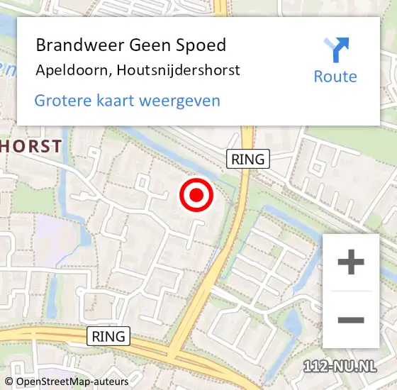 Locatie op kaart van de 112 melding: Brandweer Geen Spoed Naar Apeldoorn, Houtsnijdershorst op 29 oktober 2024 14:21