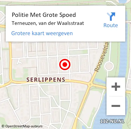 Locatie op kaart van de 112 melding: Politie Met Grote Spoed Naar Terneuzen, van der Waalsstraat op 29 oktober 2024 14:29