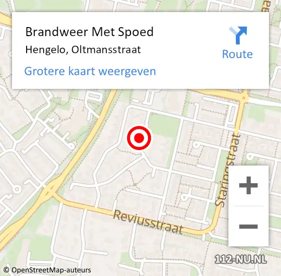 Locatie op kaart van de 112 melding: Brandweer Met Spoed Naar Hengelo, Oltmansstraat op 29 oktober 2024 14:37