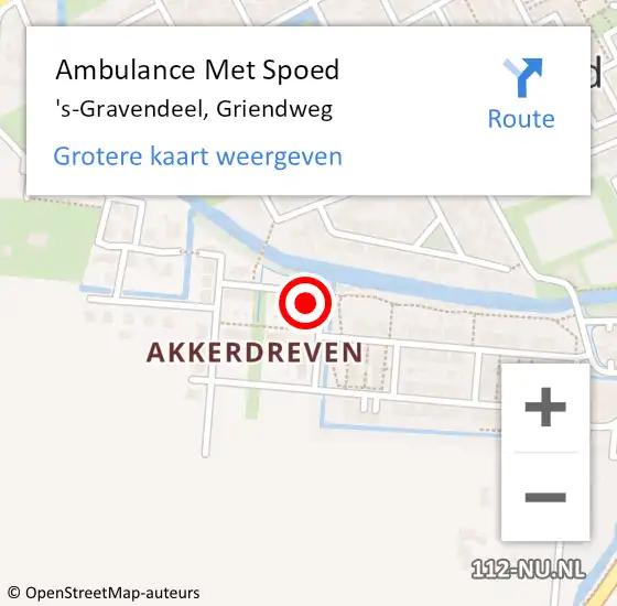 Locatie op kaart van de 112 melding: Ambulance Met Spoed Naar 's-Gravendeel, Griendweg op 29 oktober 2024 14:39