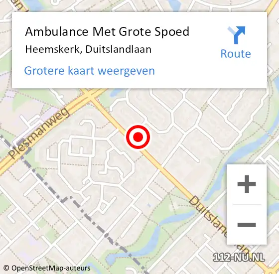 Locatie op kaart van de 112 melding: Ambulance Met Grote Spoed Naar Heemskerk, Duitslandlaan op 29 oktober 2024 14:45