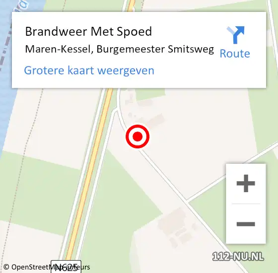 Locatie op kaart van de 112 melding: Brandweer Met Spoed Naar Maren-Kessel, Burgemeester Smitsweg op 29 oktober 2024 15:13