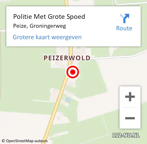 Locatie op kaart van de 112 melding: Politie Met Grote Spoed Naar Peize, Groningerweg op 29 oktober 2024 15:38