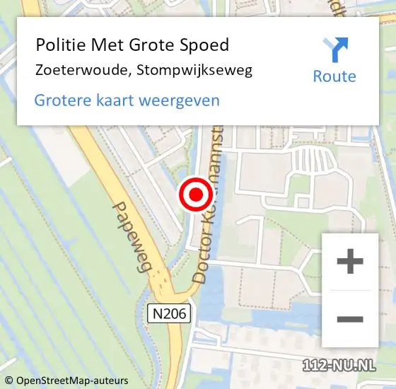 Locatie op kaart van de 112 melding: Politie Met Grote Spoed Naar Zoeterwoude, Stompwijkseweg op 29 oktober 2024 15:43